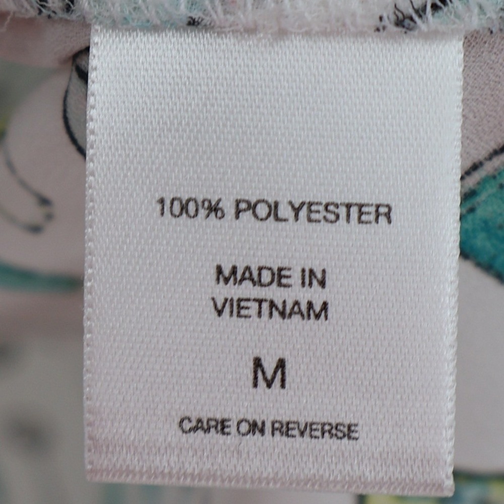 New York & Company Cocktail Print Button Top Womens Size M White Roll Tab Sleeve - Picture 5 of 12